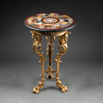 A FRENCH 19th CENTURY NEOCLASSICAL St. GILT BRONZE and MARBLE SPECIMEN GUERIDON.