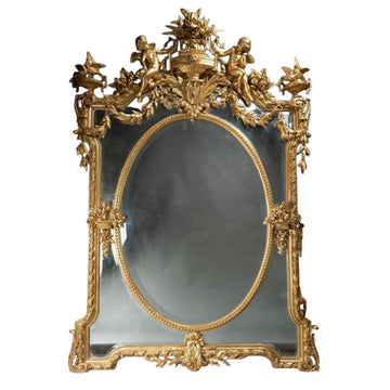 A GRAND SCALE FRENCH 19TH CENTURY NAPOLÉON III DOUBLE FRAMED GILTWOOD MIRROR.
