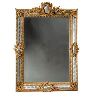 A BEAUTIFUL FRENCH 19TH CENTURY LOUIS XVI ST. DOUBLE FRAMED GILTWOOD AND SILVERED PARCLOSE MIRROR.
