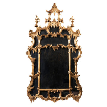 AN IMPRESSIVE LATE 19TH CENTURY GEORGES II ST. GILTWOOD WALL MIRROR.
