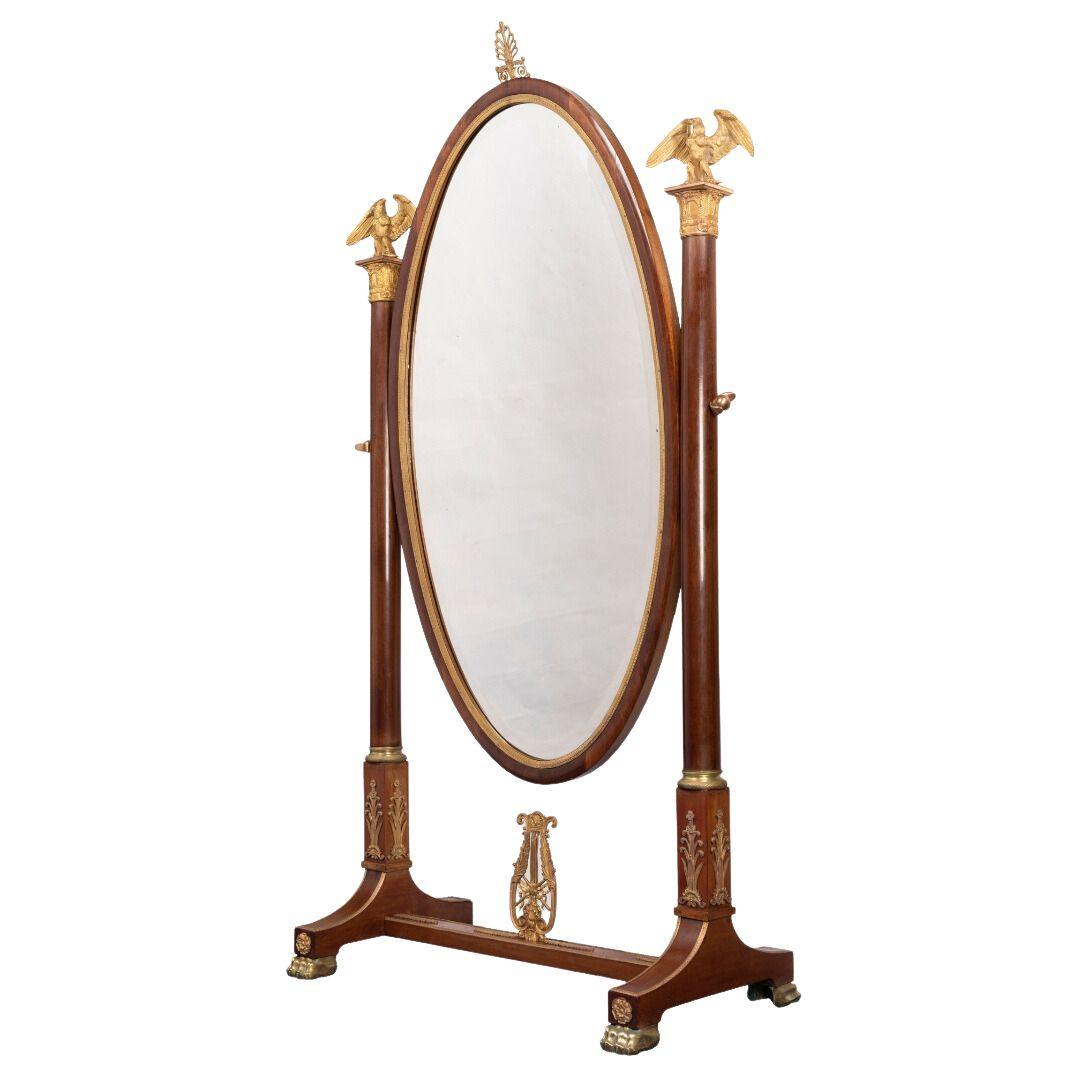 A FRENCH 19TH CENTURY EMPIRE ST. ORMOLU MOUNTED MAHOGANY PSYCHE MIRROR - Galerie Rosiers