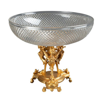 A FRENCH 19TH CENTURY LOUIS XVI ST. ORMOLU AND BACCARAT CRYSTAL CENTERPIECE.