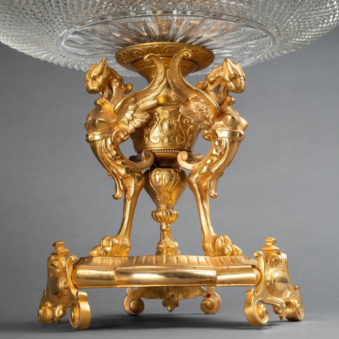 A FRENCH 19TH CENTURY LOUIS XVI ST. ORMOLU AND BACCARAT CRYSTAL CENTERPIECE. - Galerie Rosiers
