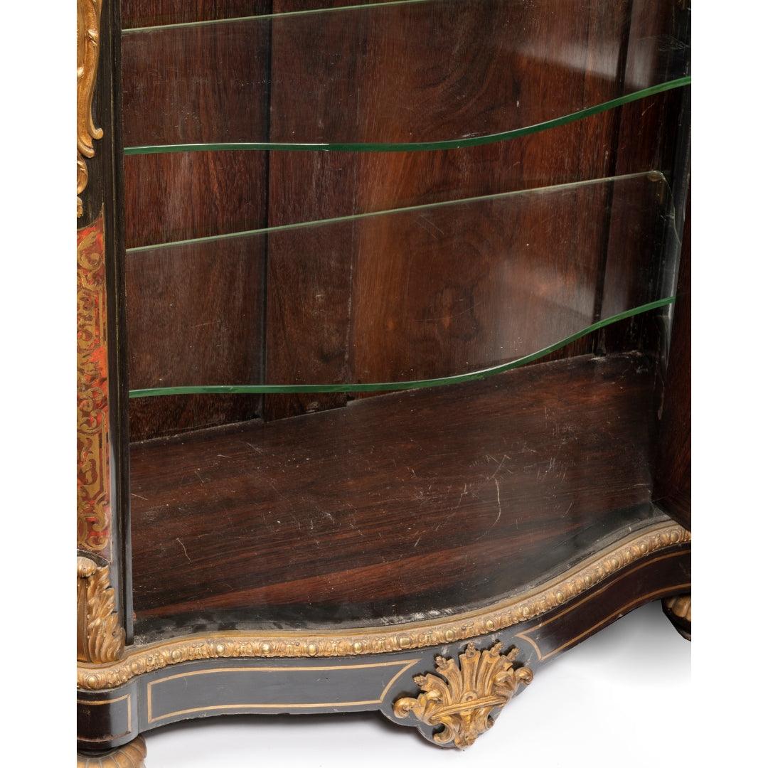 A FRENCH 19TH CENTURY NAPOLÉON III EBONY, TORTOISESHELL, BRASS, ORMOLU MEUBLE VITRINE SIGNED GROS - Galerie Rosiers