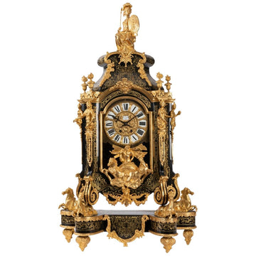 A FRENCH 19TH CENTURY NAPOLÉON III TORTOISESHELL, ORMULU AND BOULLE CARTEL.