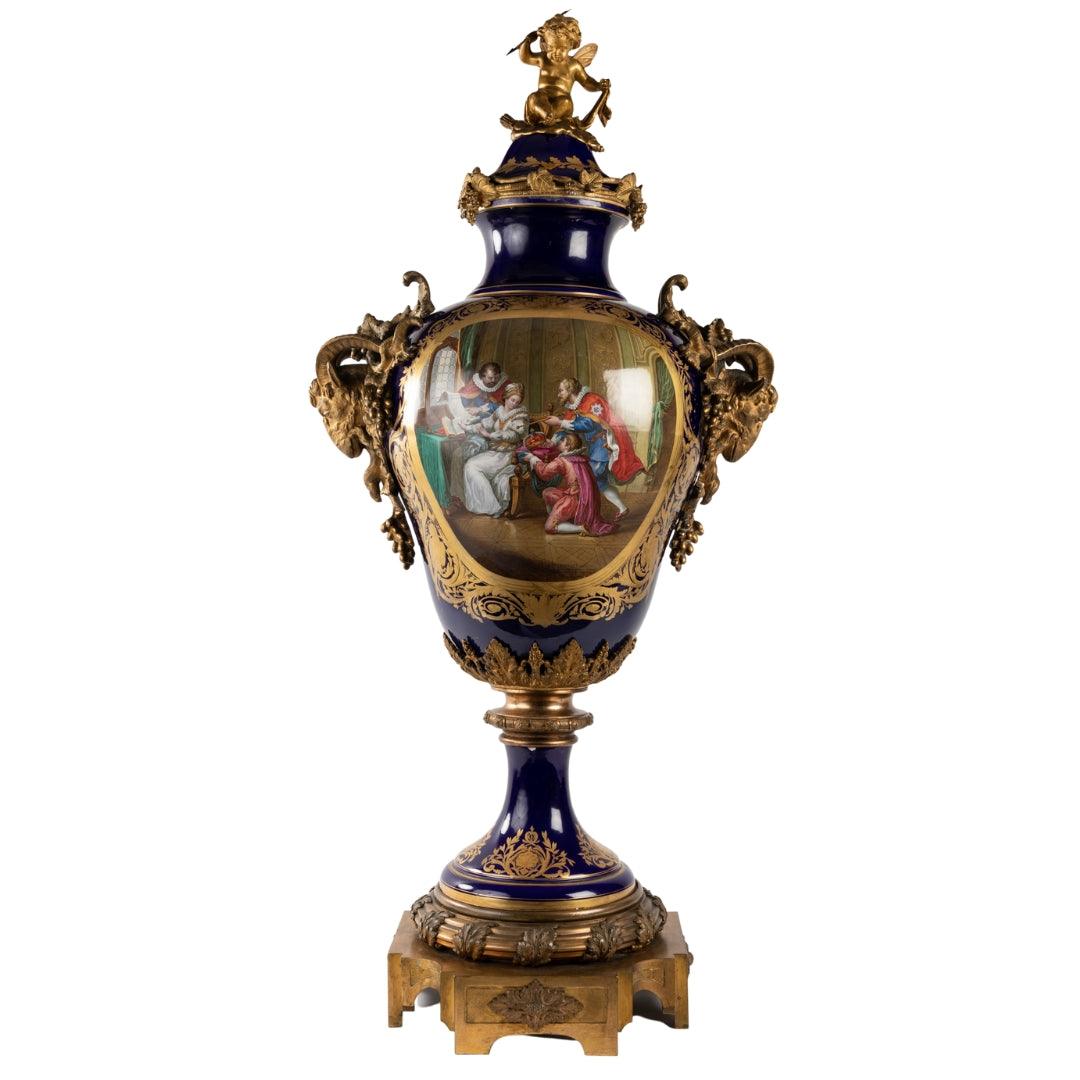 A FRENCH 19TH CENTURY SÈVRES PORCELAIN AND ORMULU VASE. - Galerie Rosiers