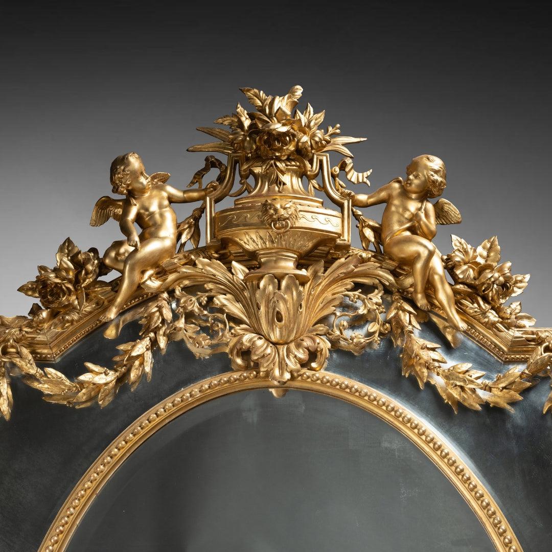 A GRAND SCALE FRENCH 19TH CENTURY NAPOLÉON III DOUBLE FRAMED GILTWOOD MIRROR. - Galerie Rosiers