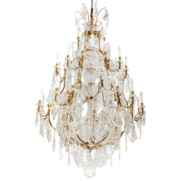 A MONUMENTAL AND SENSATIONAL FRENCH 19TH CENTURY LOUIS THE XV PERIOD ORMOLU AND CRYSTAL CHANDELIER.