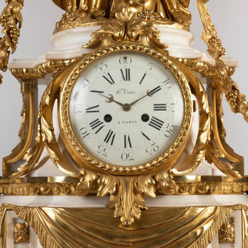 A MONUMENTAL NAPOLEON III ORMULU AND WHITE MARBLE CLOCK SET BY HENRI VIAN  (1860-1905).
