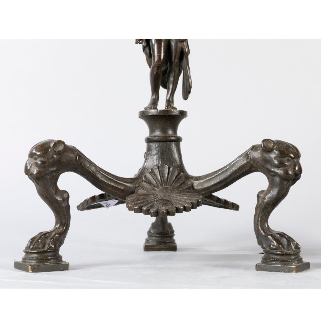 A PAIR OF 19TH CENTURY PATINATED BRONZE RENAISSANCE ST. CANDELABRAS. - Galerie Rosiers