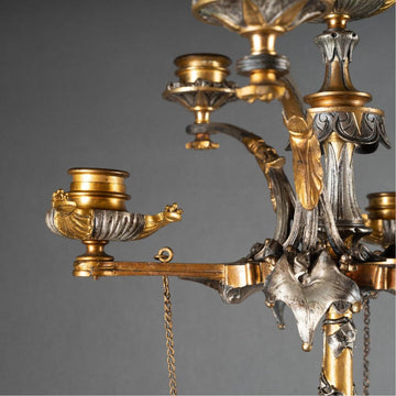 A PAIR OF FRENCH 19th CENTURY CANDELABRAS IN GILT AND SILVER BRONZE SIGNED ALPHONSE GIROUX (1776-1848).