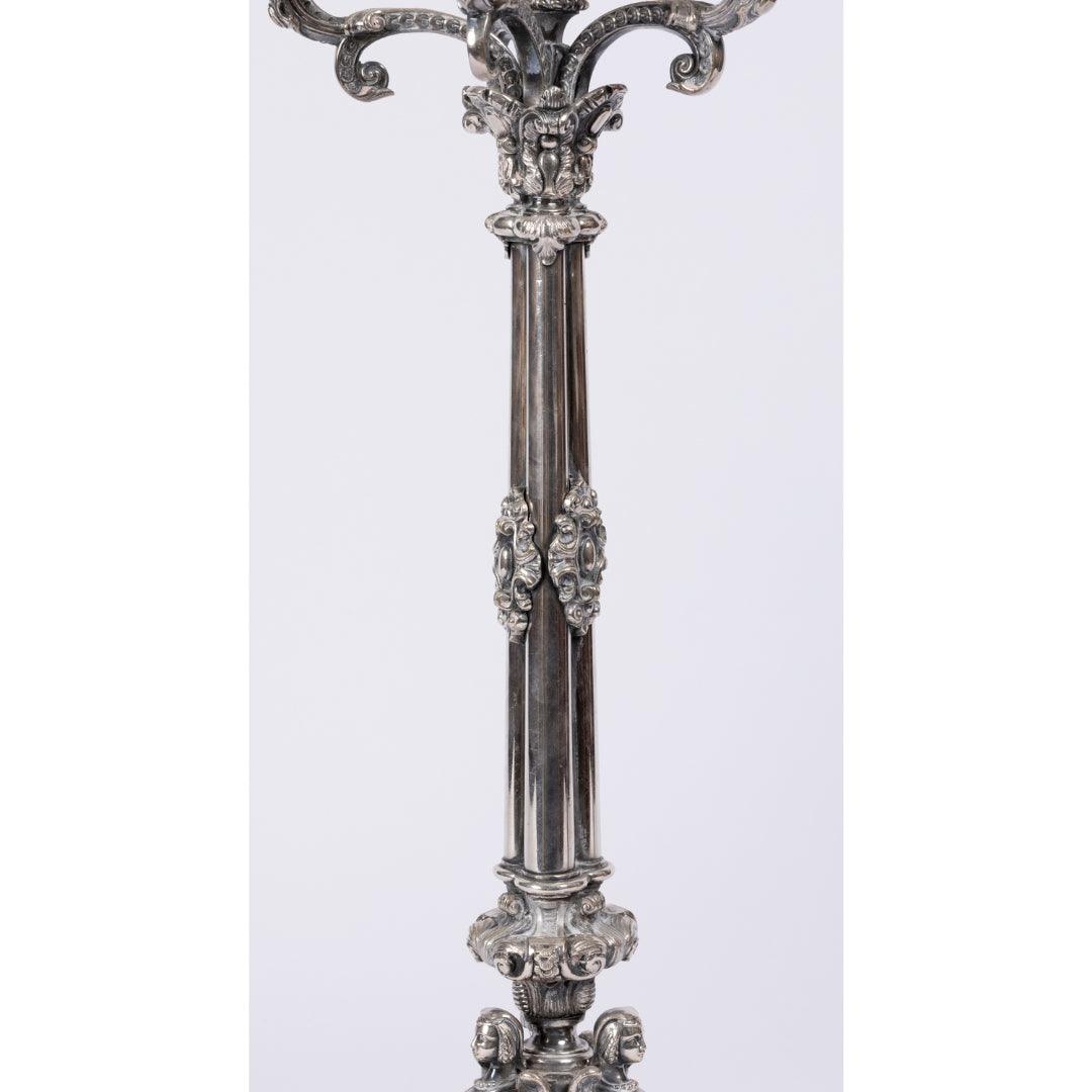 A PAIR OF FRENCH 19TH CENTURY LOUIS PHILIPPE SILVER CANDELABARAS. - Galerie Rosiers