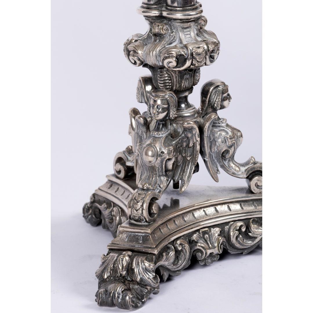 A PAIR OF FRENCH 19TH CENTURY LOUIS PHILIPPE SILVER CANDELABARAS. - Galerie Rosiers