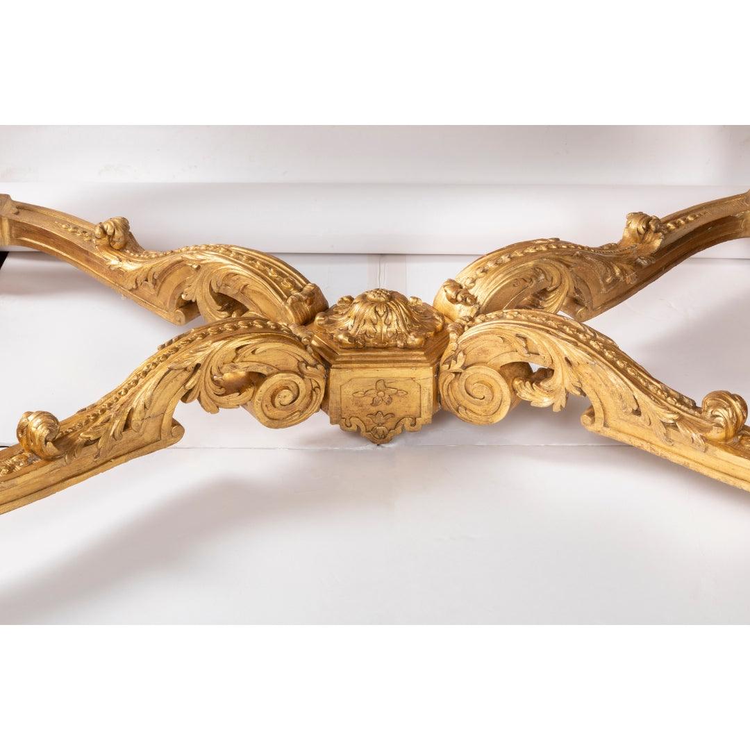A PAIR OF FRENCH 19TH CENTURY LOUIS XIV ST. GILTWOOD AND BRÈCHE D’ALEP CONSOLES. - Galerie Rosiers