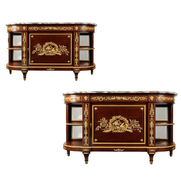 A PAIR OF FRENCH 19TH CENTURY LOUIS XVI St. MOUNTED MAHOGANY COMMODES à L'ANGLAISES.