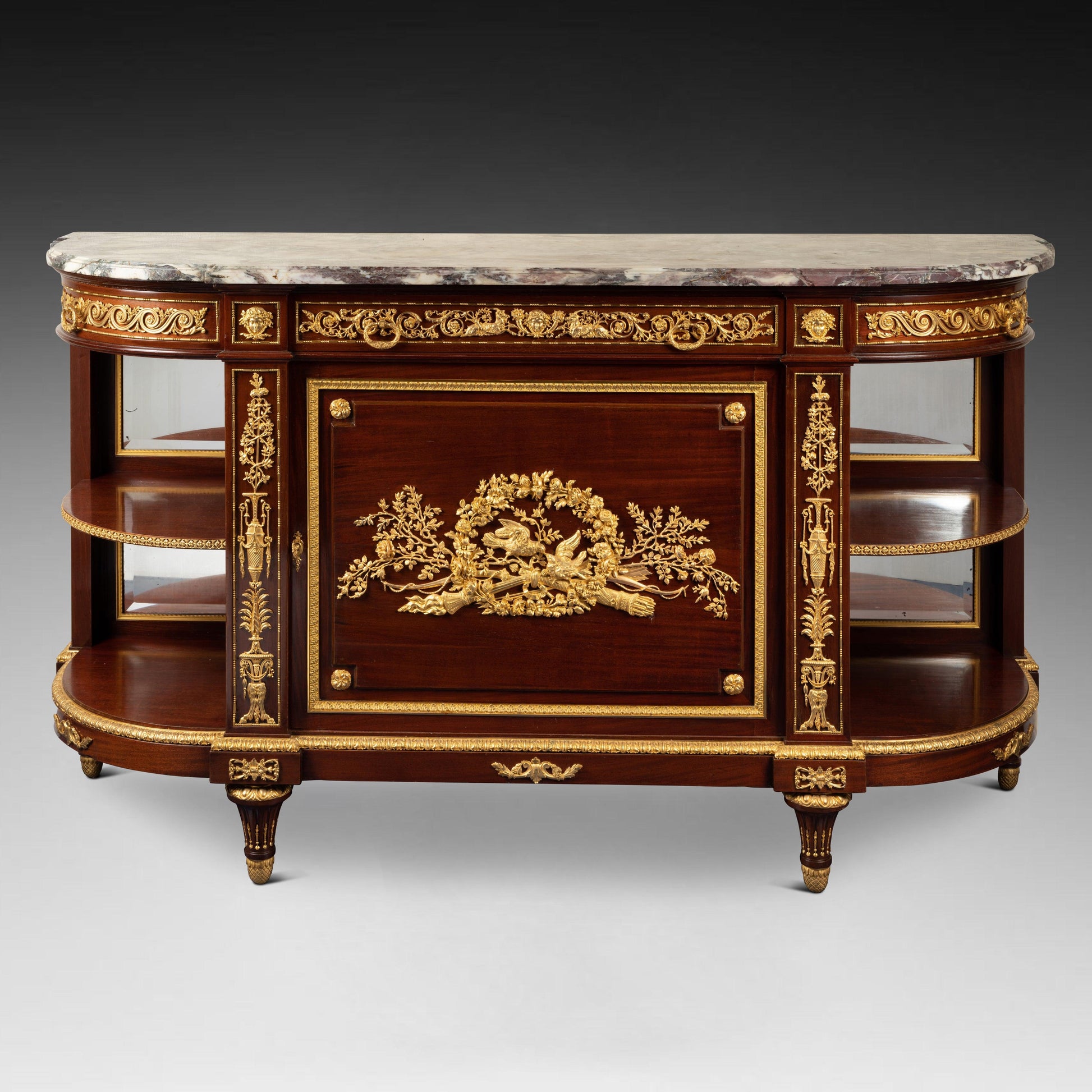 A PAIR OF FRENCH 19TH CENTURY LOUIS XVI St. MOUNTED MAHOGANY COMMODES à L'ANGLAISES. - Galerie Rosiers