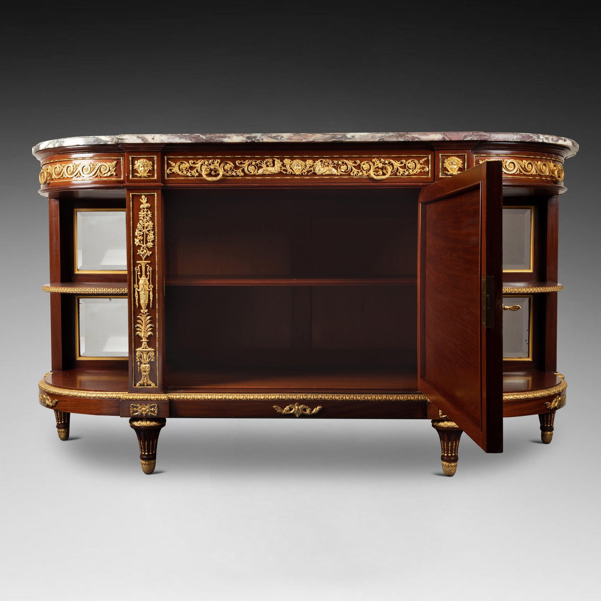 A PAIR OF FRENCH 19TH CENTURY LOUIS XVI St. MOUNTED MAHOGANY COMMODES à L'ANGLAISES. - Galerie Rosiers
