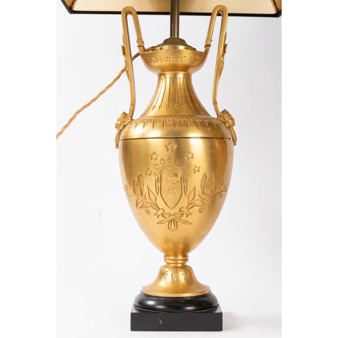 A PAIR OF FRENCH 19TH CENTURY NEO-CLASSICAL ST. ORMULU AND BELGIUM BLACK MARBLE PETROL LAMPS. - Galerie Rosiers