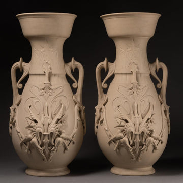 A PAIR OF FRENCH 19TH CENTURY ORIENTALIST ST. CERAMIC VASES. - Galerie Rosiers