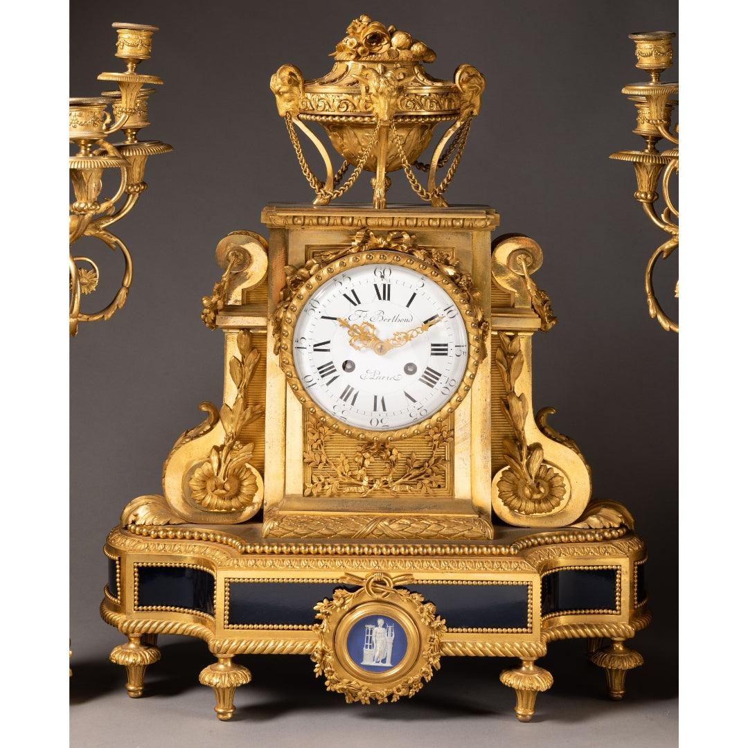A SENSATIONAL FRENCH 19TH CENTURY LOUIS XVI ST. CLOCK SET BY EMMANUEL-ALFRED BEURDELEY. - Galerie Rosiers