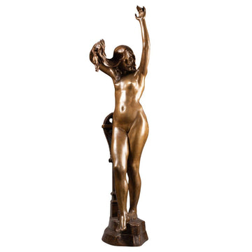AN ELEGANT AND VERY HIGH QUALITY LATE 19TH CENTURY PATINATED BRONZE BY I. DE RUDDER (1855-1943).
