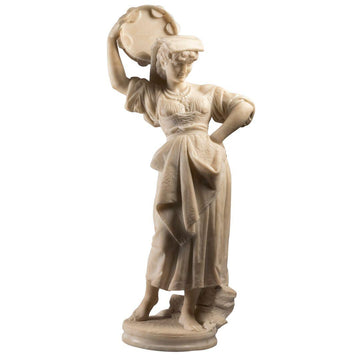 AN ITALIAN 19TH CENTURY WHITE CARRARA MARBLE STATUE, SIGNED O. ANDREONI ROMA. - Galerie Rosiers