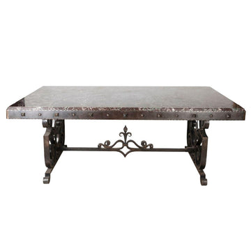 LARGE AND DECORATIVE XXTH CENTURY TABLE IN THE MANNER OF GILBERT POILLERAT. - Galerie Rosiers